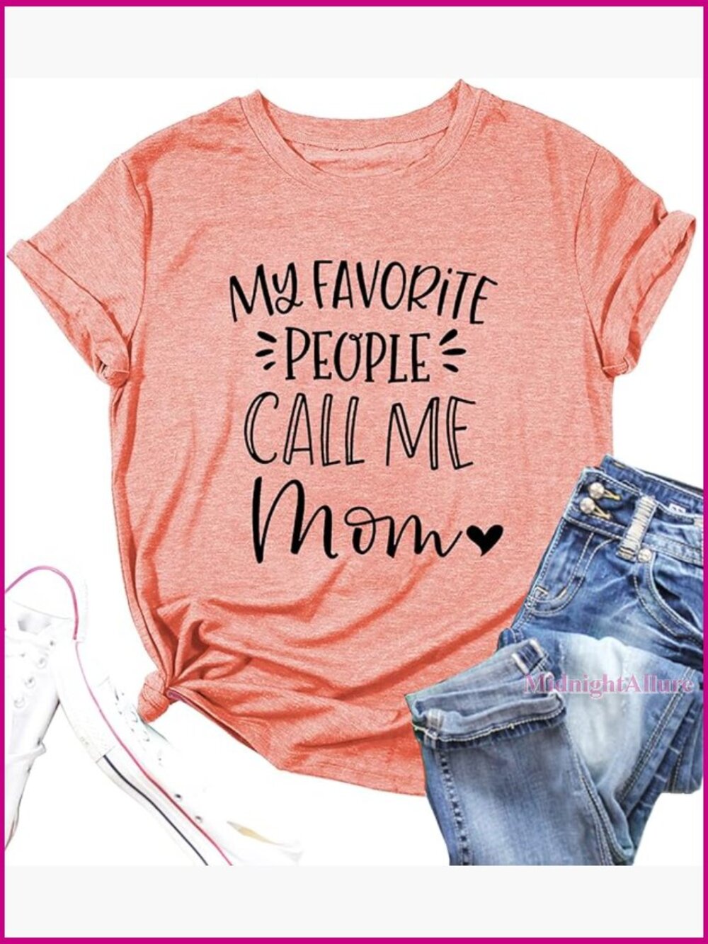 Mama Heart Graphic Tee Casual Short Sleeve T-Shirt Loose Fit Cotton Blend